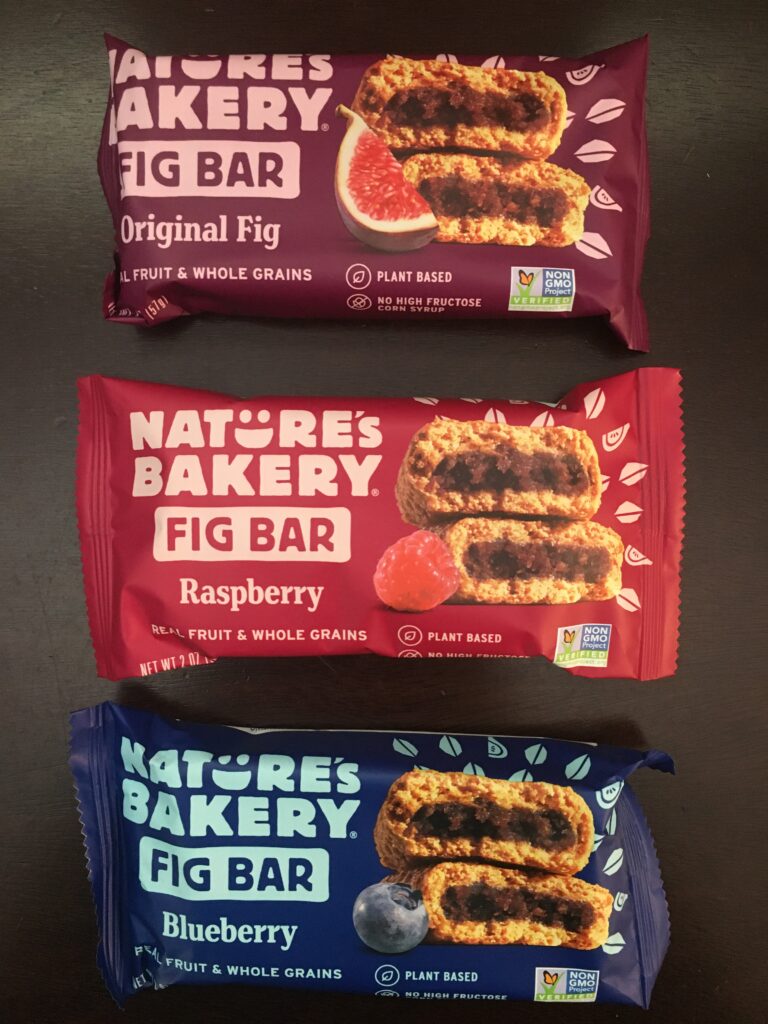 original, raspberry, and blueberry fig bars