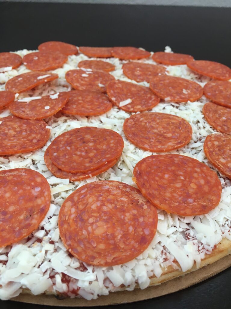 close up of frozen pizza 