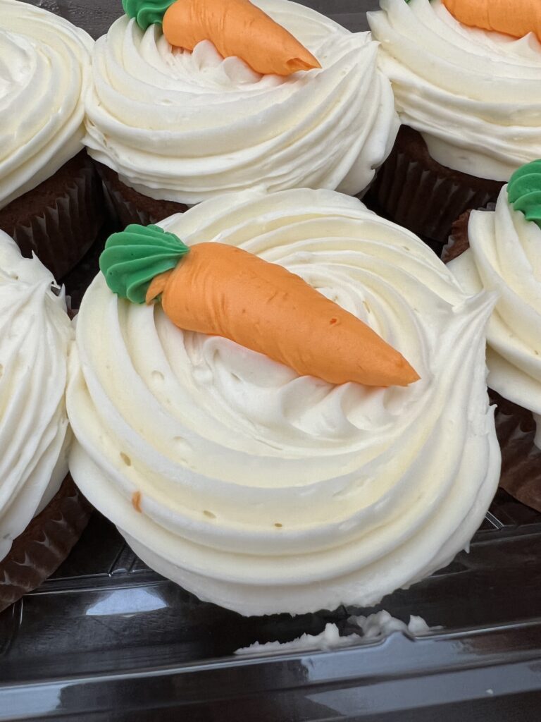 close up of carrot on a cupcake