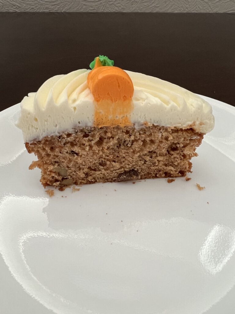 costco mini carrot cake cut in half