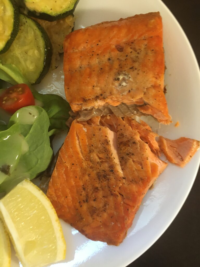 salmon fillet cut open