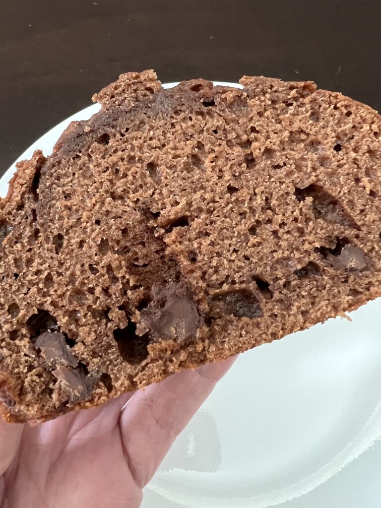 chocolate muffin cut in half