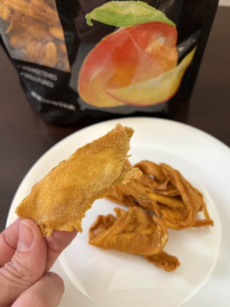 slice of dried mango from costco