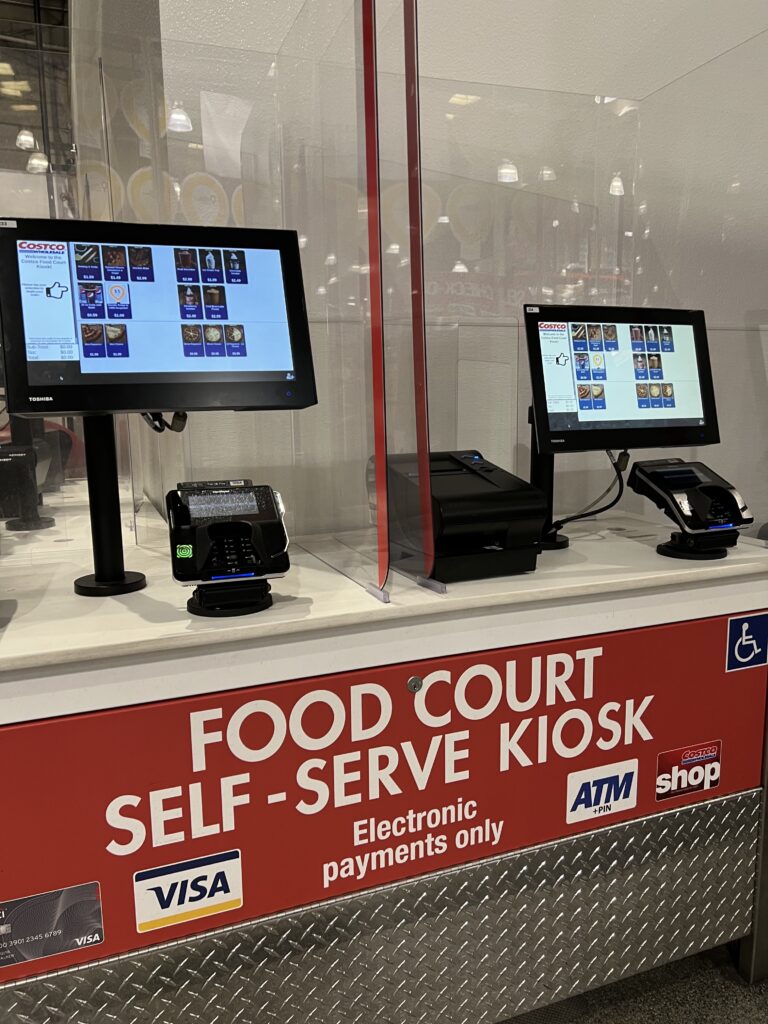 food court self service kiosk at costco