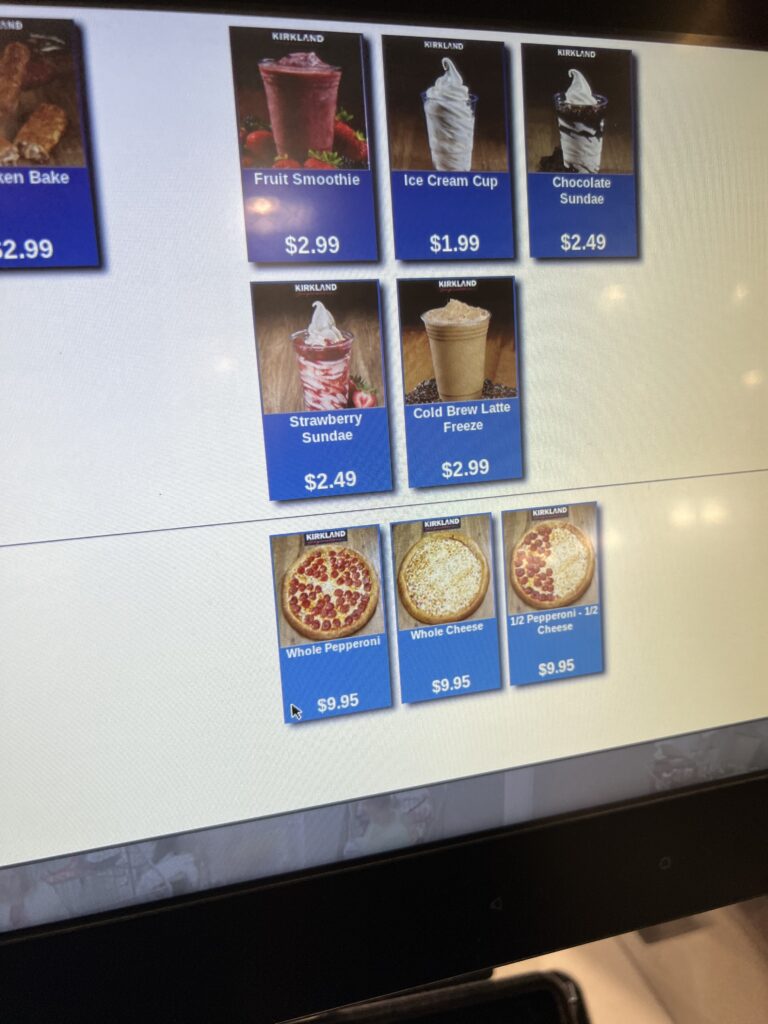 food court menu on kiosk 