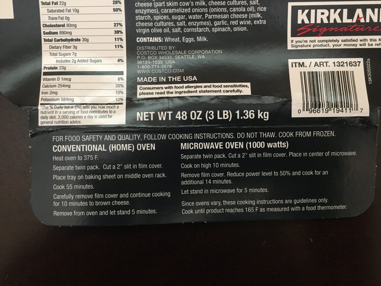 Frozen Kirkland Signature Lasagna at Costco Review