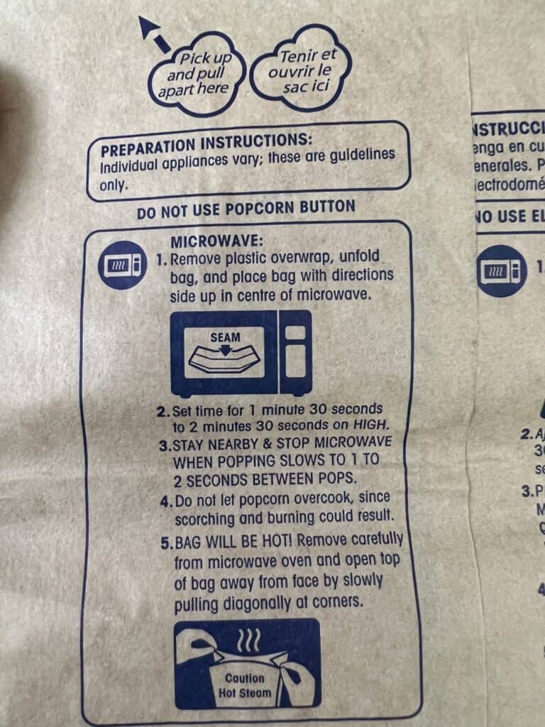 directions on bag