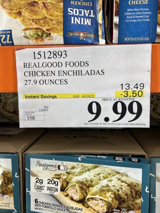 Frozen Real Good Enchiladas at Costco (With Chicken & Tomatillo Sauce)