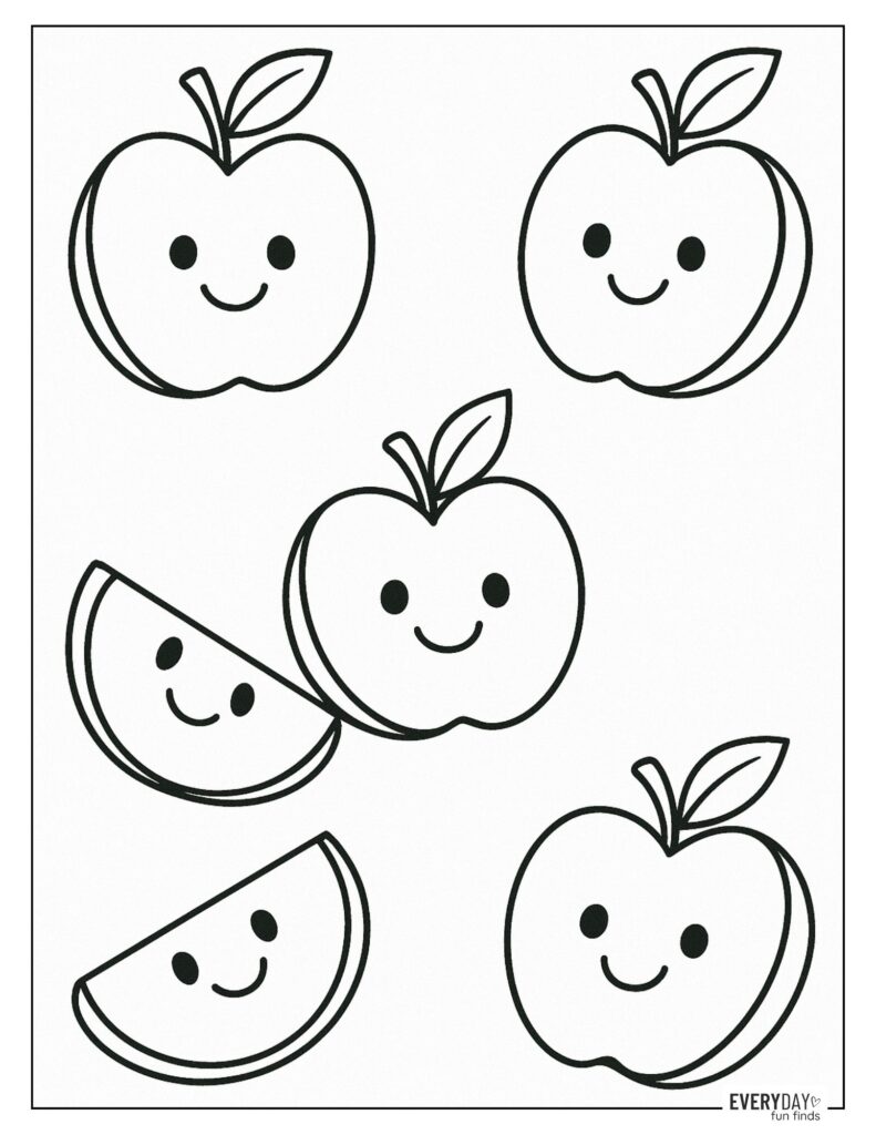 Apples and Slices to Color