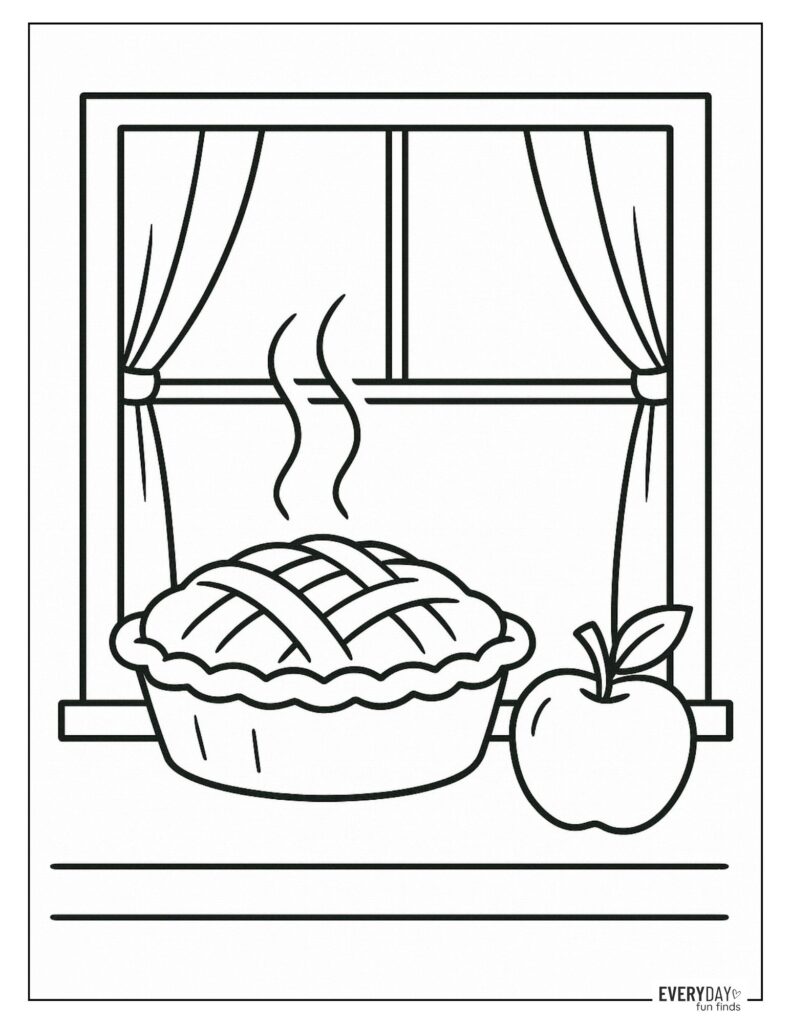 Coloring Page of Apple Pie Cooling