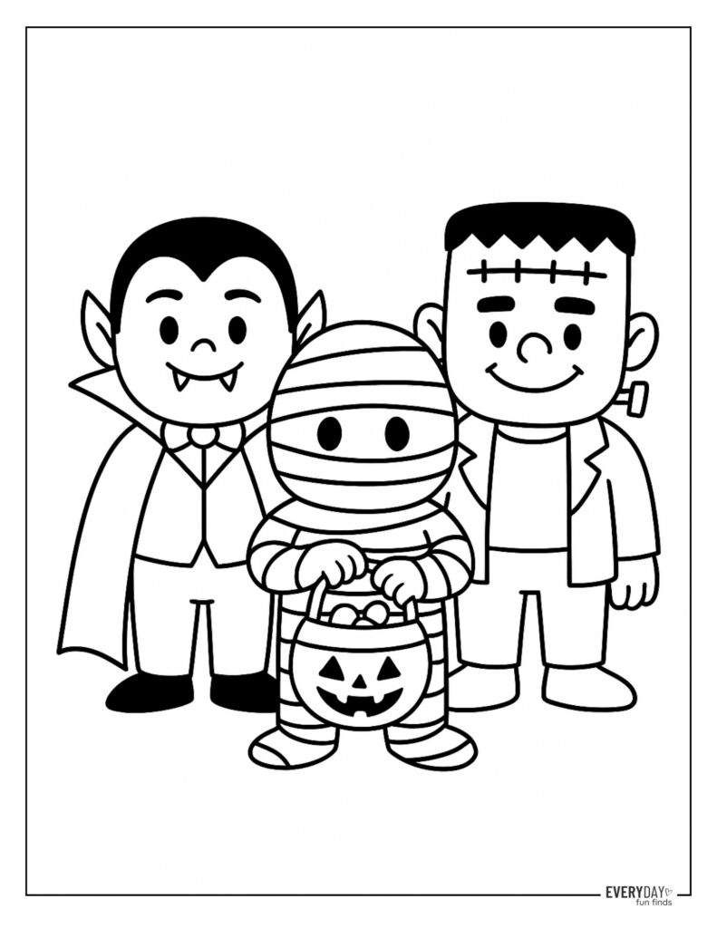 Coloring Page of Halloween Monsters