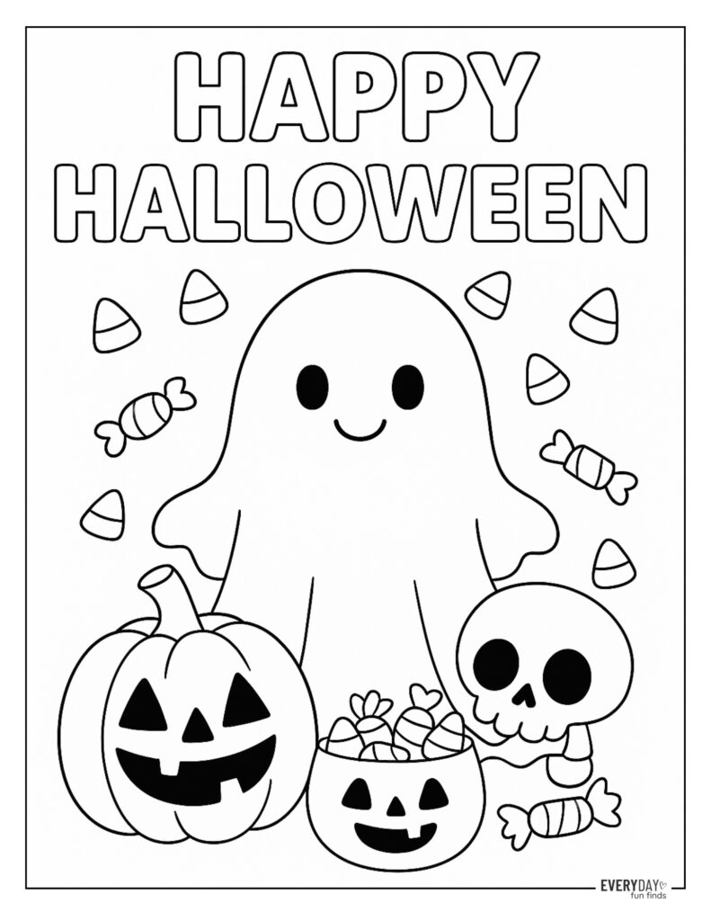 Ghost Happy Halloween Coloring Page