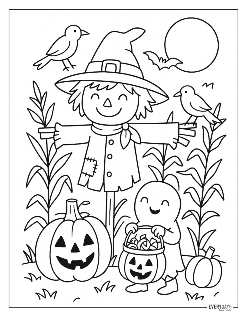 Halloween Scarecrow Coloring Page