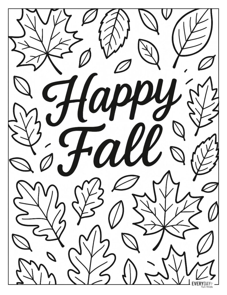 Happy Fall Coloring Page
