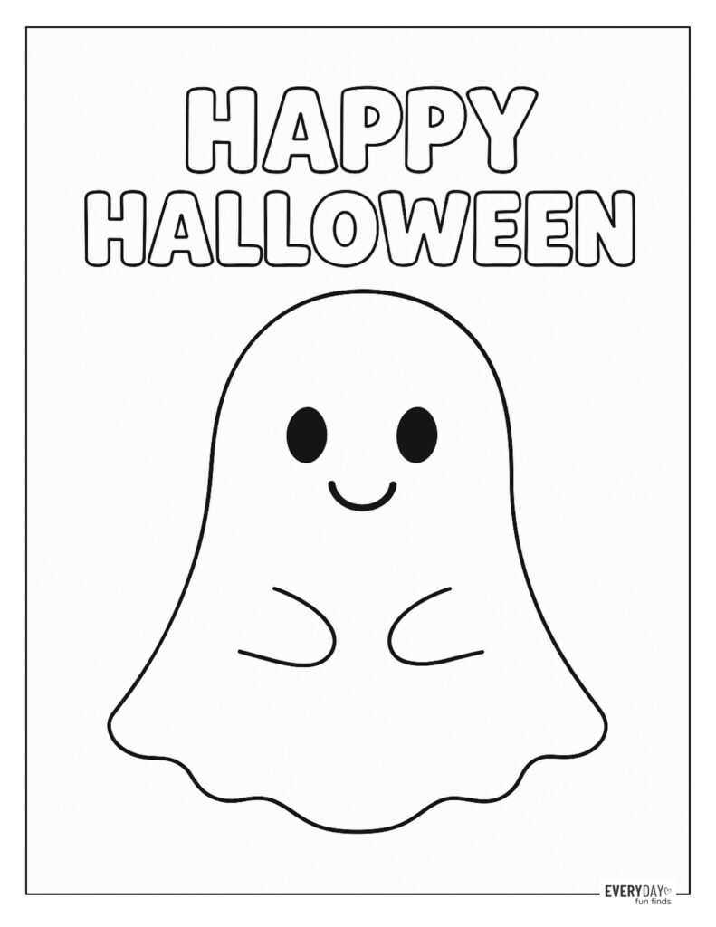 Happy Halloween Ghost Coloring Page