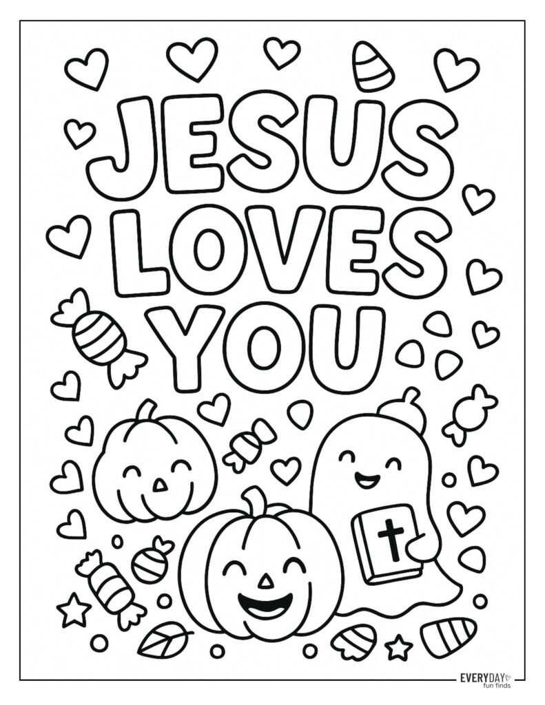 Jesus Loves You Halloween Coloring Page