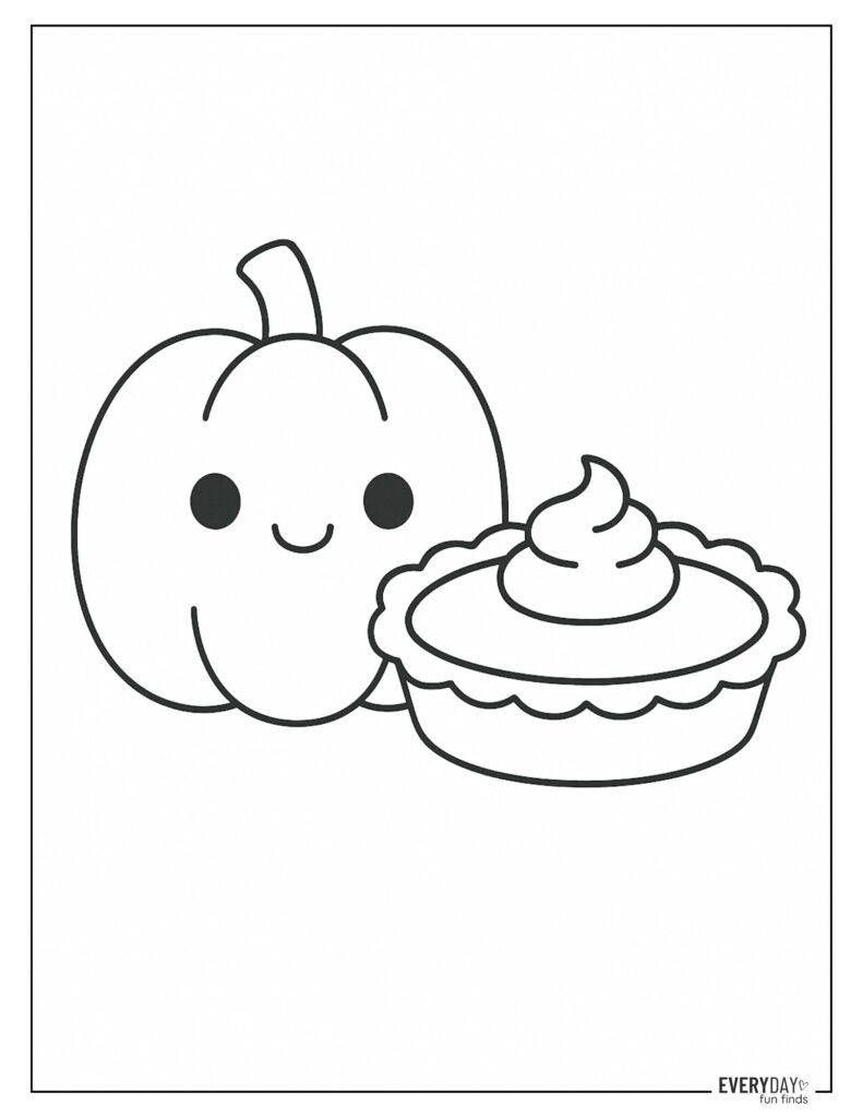 Pumpkin Pie and Pumpkin Coloring Page