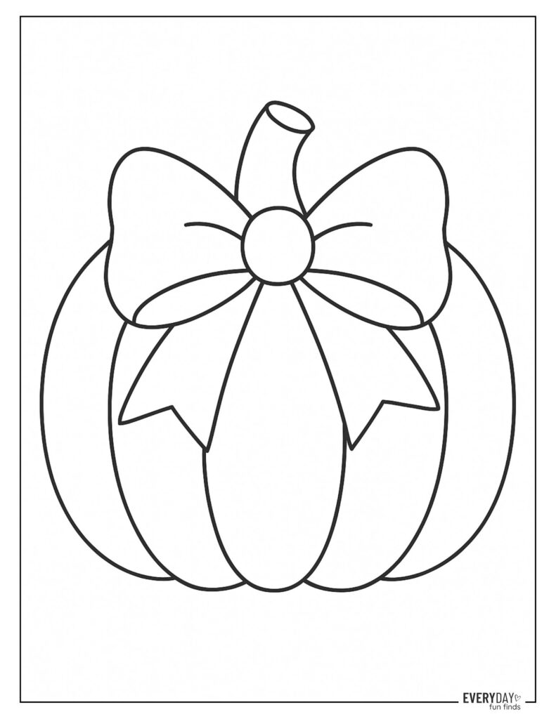 Pumpkin With Bow Coloring Page