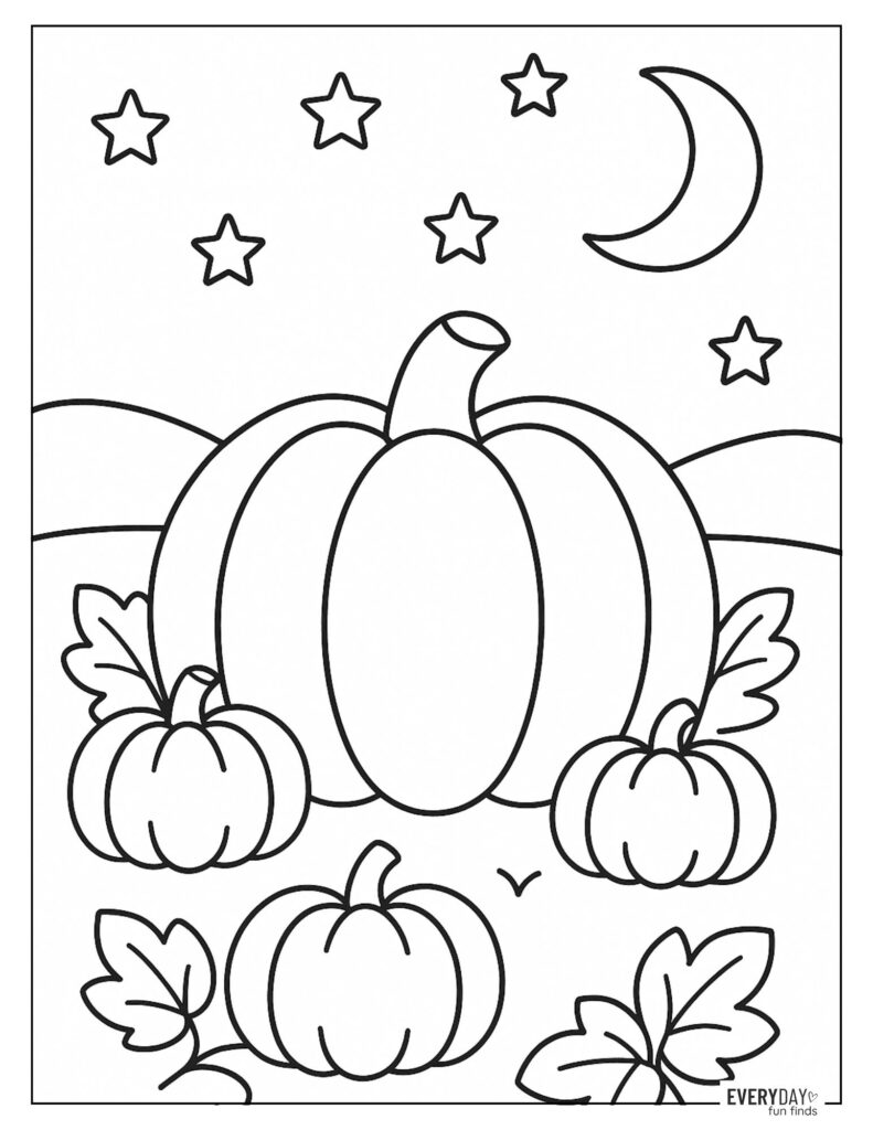 Stars and Pumpkins Coloring Pages
