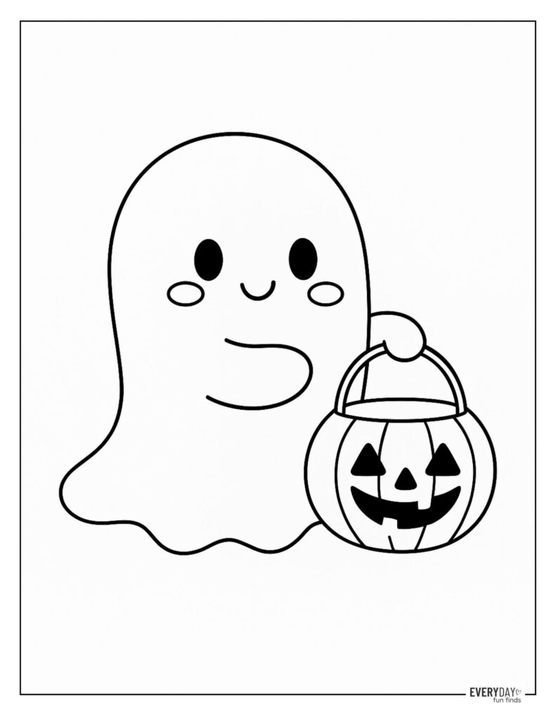 Trick-or-Treat Ghost Coloring Page