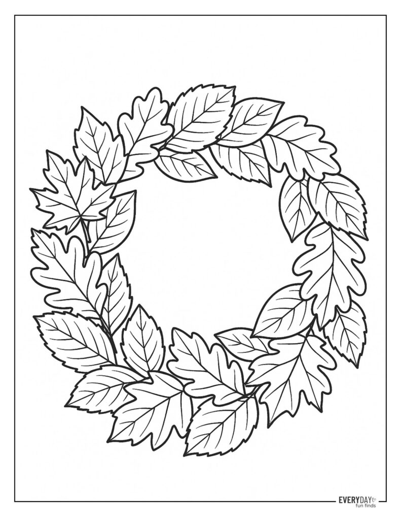 Wreath Made of Leaves Coloring Page
